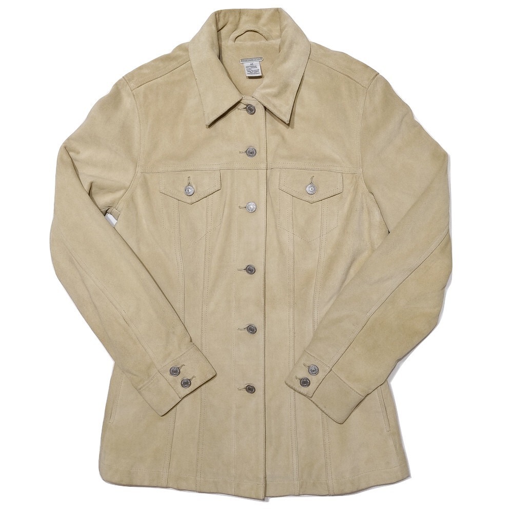 LEVI'S Levi Strauss Women's Suede Button Up Leather Jacket Light Beige Medium M